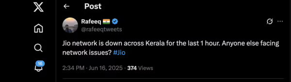 Reliance Jio Outage in Kerala Resolved: Mobile Internet and JioFiber Back Online Reliance Jio Outage in Kerala Resolved Mobile Internet and JioFiber Back Online Tweet1
